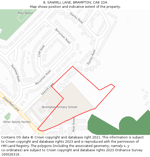 8, SAWMILL LANE, BRAMPTON, CA8 1DA: Location map and indicative extent of plot