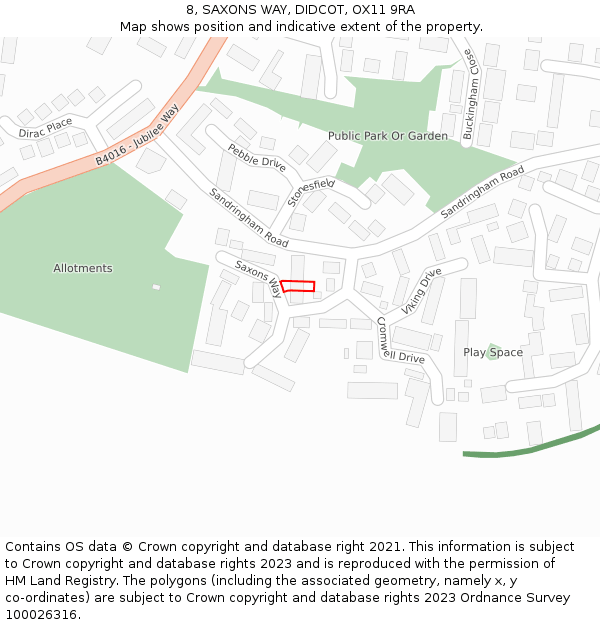 8, SAXONS WAY, DIDCOT, OX11 9RA: Location map and indicative extent of plot