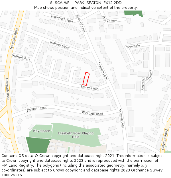 8, SCALWELL PARK, SEATON, EX12 2DD: Location map and indicative extent of plot