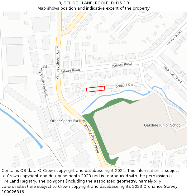 8, SCHOOL LANE, POOLE, BH15 3JR: Location map and indicative extent of plot