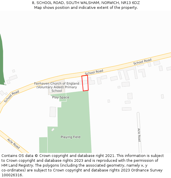 8, SCHOOL ROAD, SOUTH WALSHAM, NORWICH, NR13 6DZ: Location map and indicative extent of plot