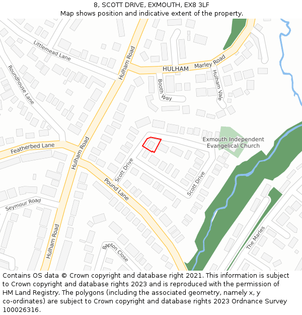 8, SCOTT DRIVE, EXMOUTH, EX8 3LF: Location map and indicative extent of plot