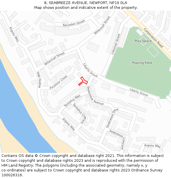 8, SEABREEZE AVENUE, NEWPORT, NP19 0LA: Location map and indicative extent of plot