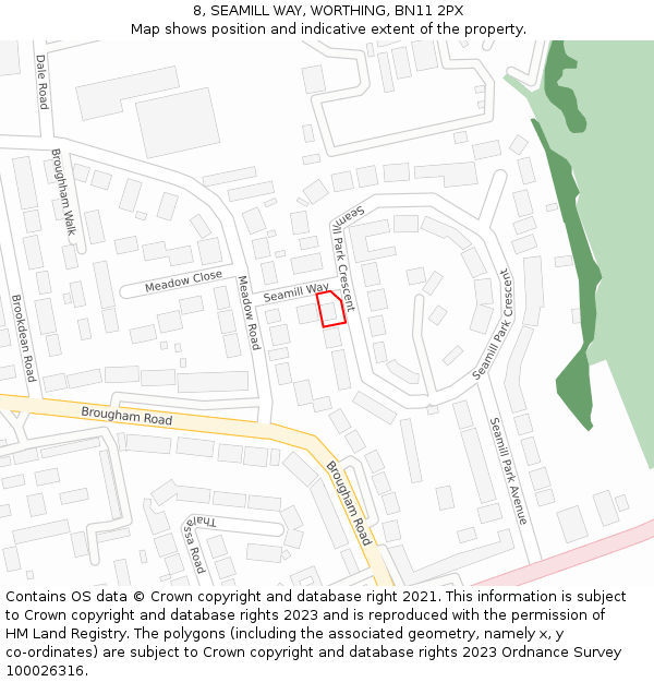 8, SEAMILL WAY, WORTHING, BN11 2PX: Location map and indicative extent of plot