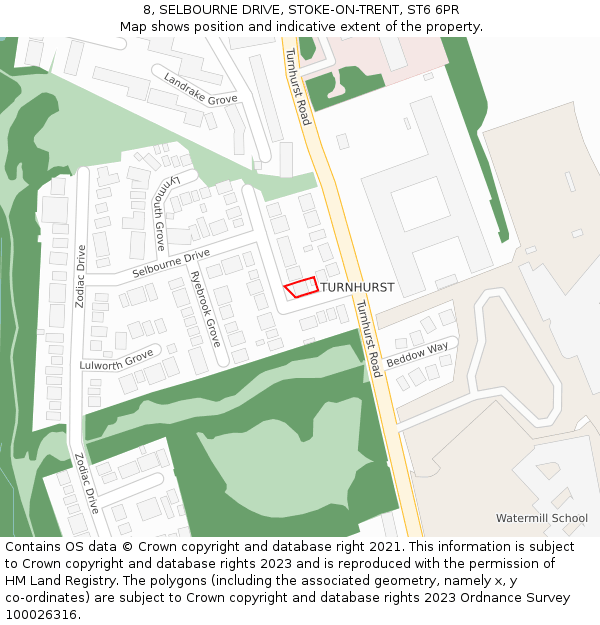 8, SELBOURNE DRIVE, STOKE-ON-TRENT, ST6 6PR: Location map and indicative extent of plot