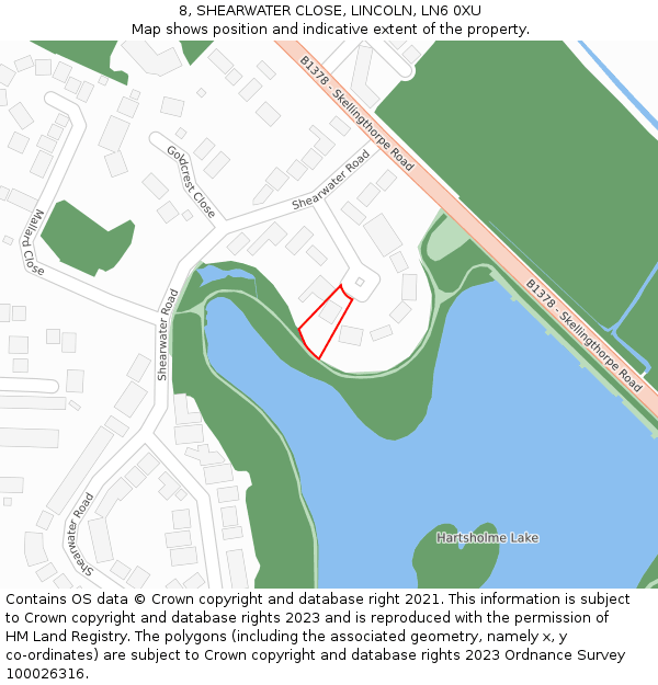 8, SHEARWATER CLOSE, LINCOLN, LN6 0XU: Location map and indicative extent of plot