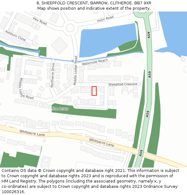 8, SHEEPFOLD CRESCENT, BARROW, CLITHEROE, BB7 9XR: Location map and indicative extent of plot