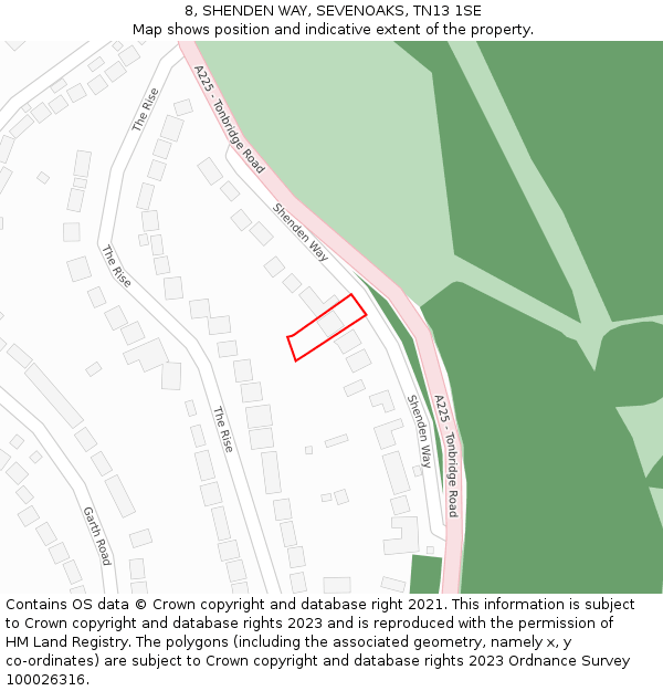 8, SHENDEN WAY, SEVENOAKS, TN13 1SE: Location map and indicative extent of plot