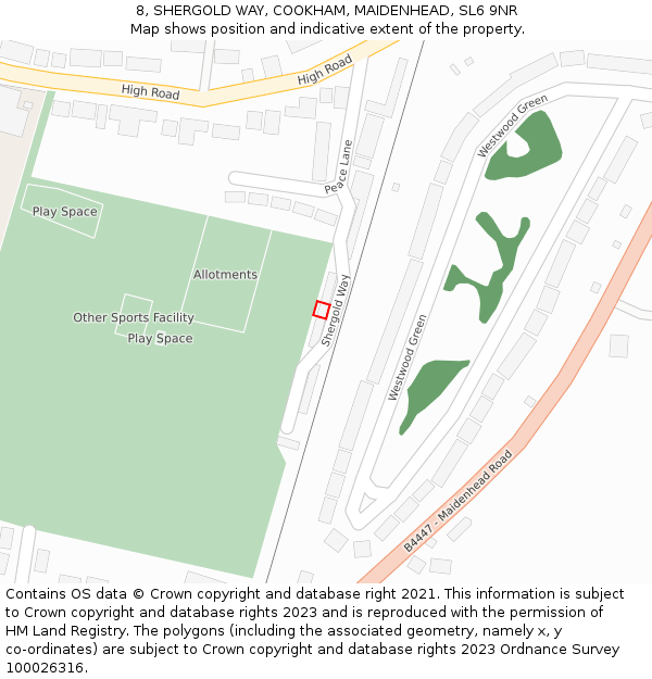 8, SHERGOLD WAY, COOKHAM, MAIDENHEAD, SL6 9NR: Location map and indicative extent of plot