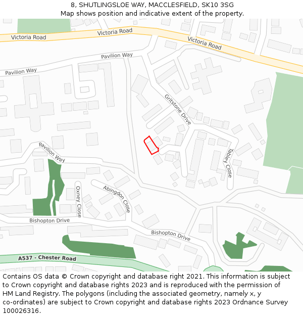 8, SHUTLINGSLOE WAY, MACCLESFIELD, SK10 3SG: Location map and indicative extent of plot