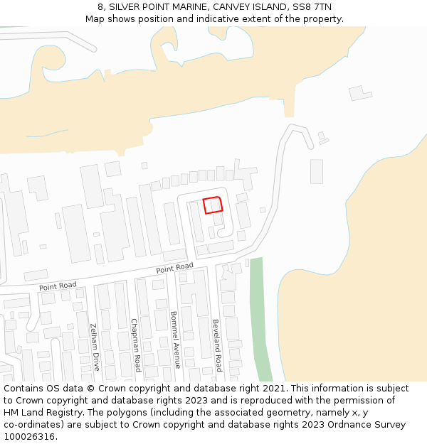 8, SILVER POINT MARINE, CANVEY ISLAND, SS8 7TN: Location map and indicative extent of plot