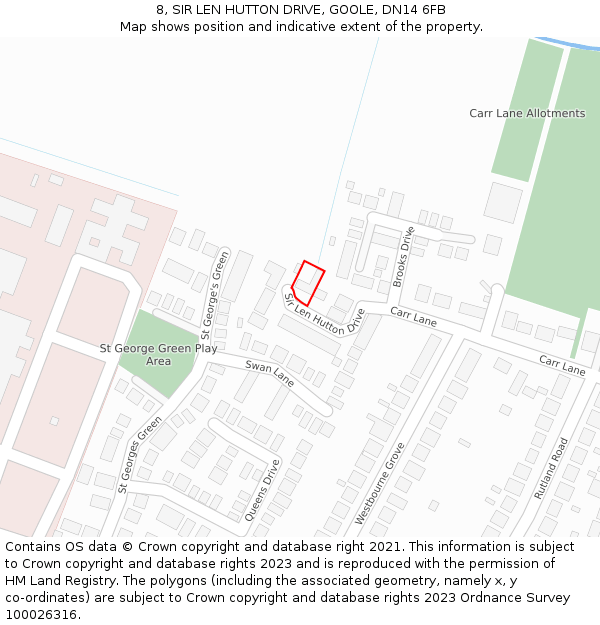 8, SIR LEN HUTTON DRIVE, GOOLE, DN14 6FB: Location map and indicative extent of plot