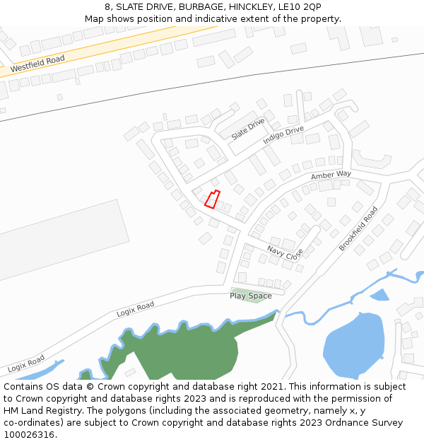 8, SLATE DRIVE, BURBAGE, HINCKLEY, LE10 2QP: Location map and indicative extent of plot