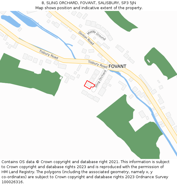 8, SLING ORCHARD, FOVANT, SALISBURY, SP3 5JN: Location map and indicative extent of plot