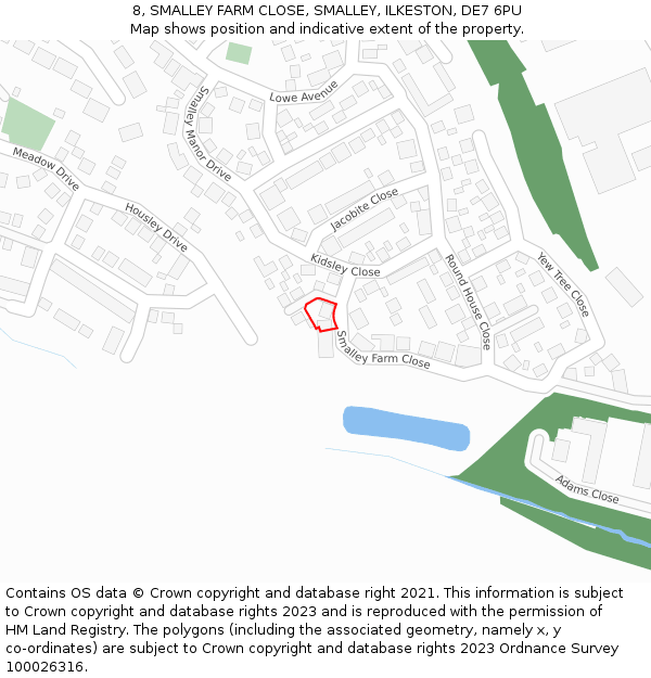 8, SMALLEY FARM CLOSE, SMALLEY, ILKESTON, DE7 6PU: Location map and indicative extent of plot