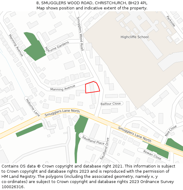 8, SMUGGLERS WOOD ROAD, CHRISTCHURCH, BH23 4PL: Location map and indicative extent of plot