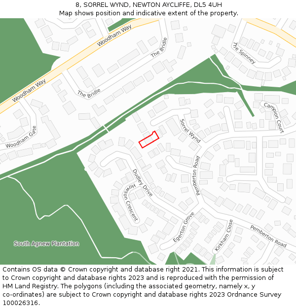 8, SORREL WYND, NEWTON AYCLIFFE, DL5 4UH: Location map and indicative extent of plot