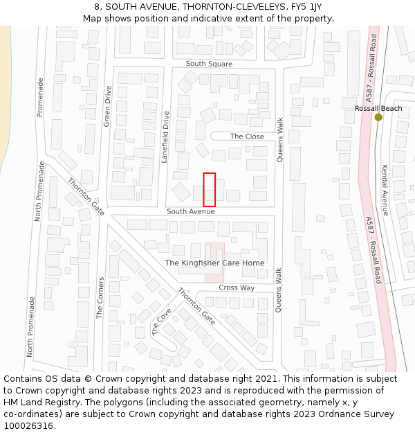 8, SOUTH AVENUE, THORNTON-CLEVELEYS, FY5 1JY: Location map and indicative extent of plot