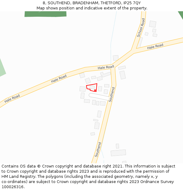 8, SOUTHEND, BRADENHAM, THETFORD, IP25 7QY: Location map and indicative extent of plot