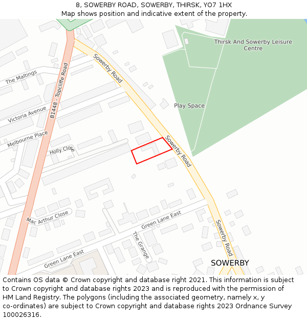 8, SOWERBY ROAD, SOWERBY, THIRSK, YO7 1HX: Location map and indicative extent of plot