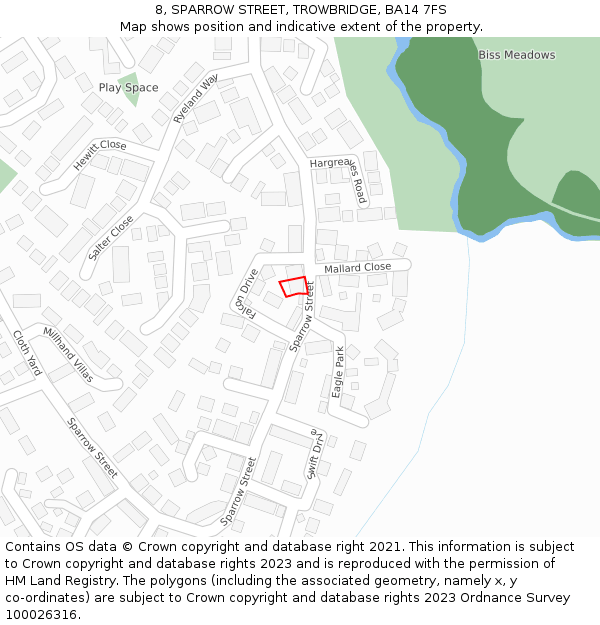 8, SPARROW STREET, TROWBRIDGE, BA14 7FS: Location map and indicative extent of plot