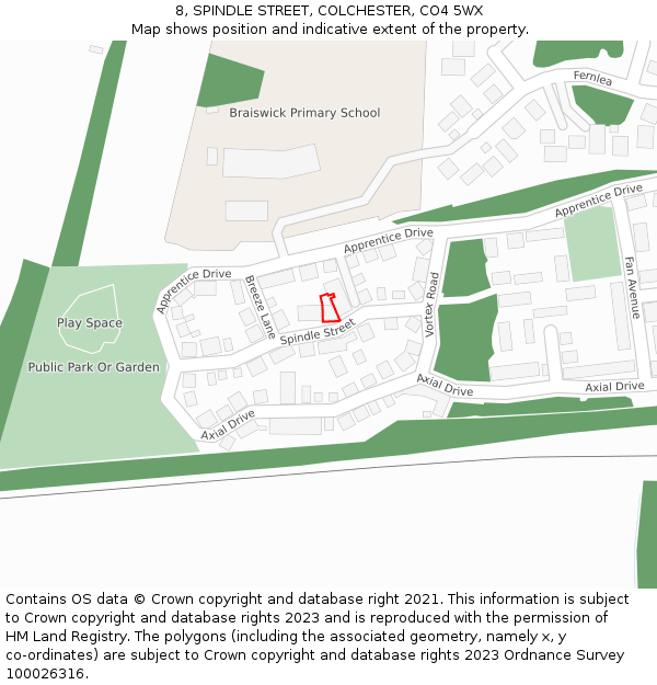 8, SPINDLE STREET, COLCHESTER, CO4 5WX: Location map and indicative extent of plot