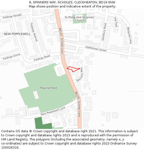 8, SPINNERS WAY, SCHOLES, CLECKHEATON, BD19 6NW: Location map and indicative extent of plot