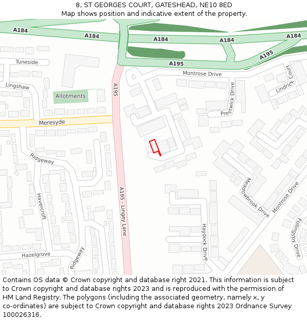 8, ST GEORGES COURT, GATESHEAD, NE10 8ED: Location map and indicative extent of plot