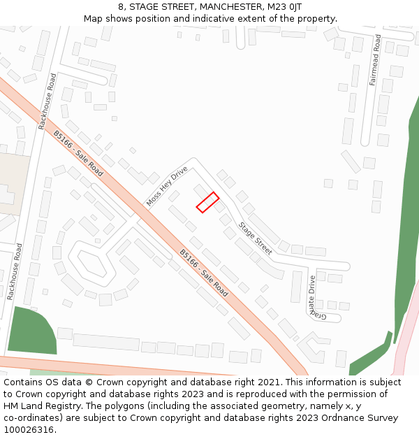 8, STAGE STREET, MANCHESTER, M23 0JT: Location map and indicative extent of plot