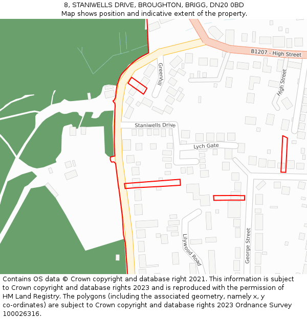 8, STANIWELLS DRIVE, BROUGHTON, BRIGG, DN20 0BD: Location map and indicative extent of plot