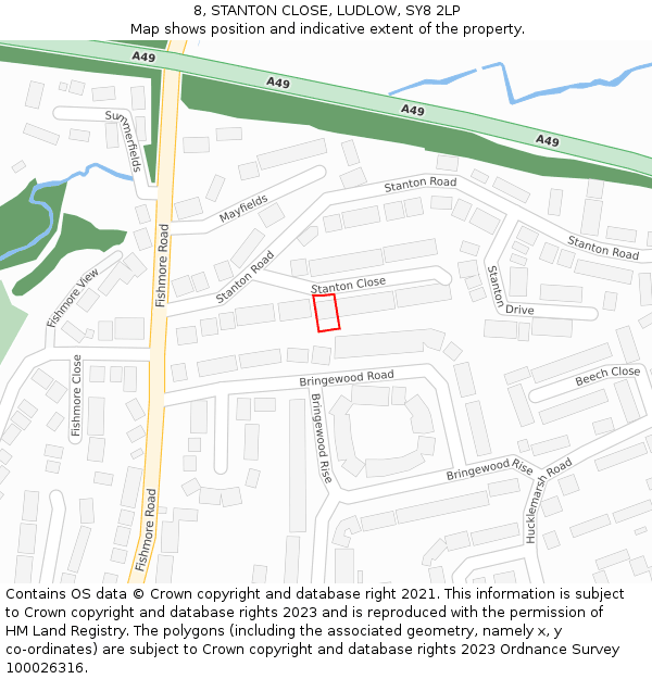 8, STANTON CLOSE, LUDLOW, SY8 2LP: Location map and indicative extent of plot