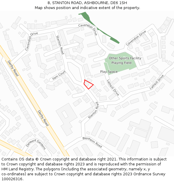 8, STANTON ROAD, ASHBOURNE, DE6 1SH: Location map and indicative extent of plot