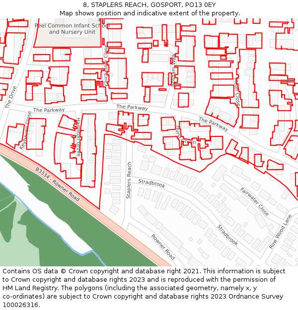 8, STAPLERS REACH, GOSPORT, PO13 0EY: Location map and indicative extent of plot