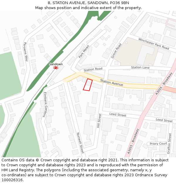 8, STATION AVENUE, SANDOWN, PO36 9BN: Location map and indicative extent of plot