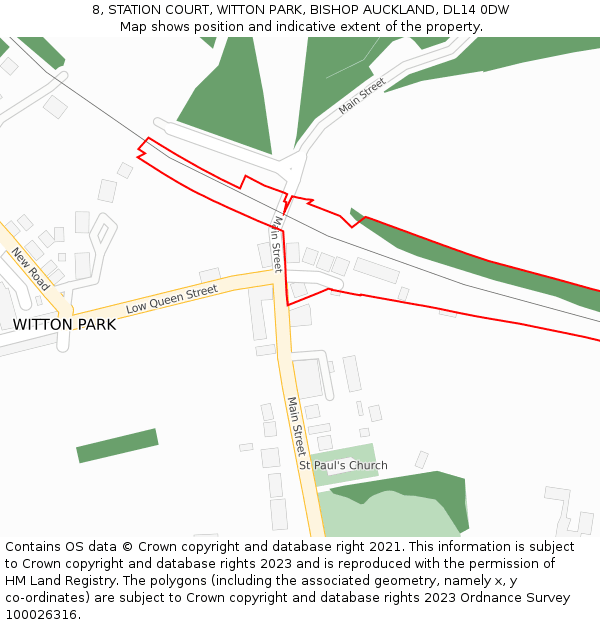 8, STATION COURT, WITTON PARK, BISHOP AUCKLAND, DL14 0DW: Location map and indicative extent of plot