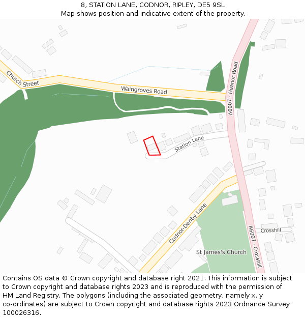 8, STATION LANE, CODNOR, RIPLEY, DE5 9SL: Location map and indicative extent of plot