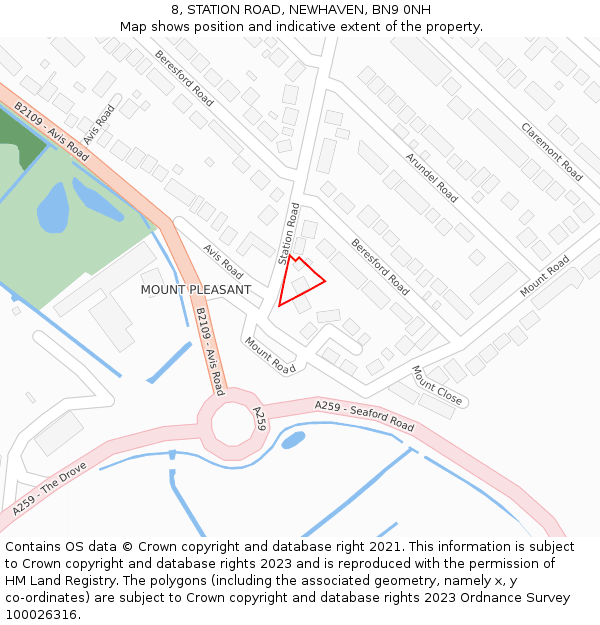 8, STATION ROAD, NEWHAVEN, BN9 0NH: Location map and indicative extent of plot