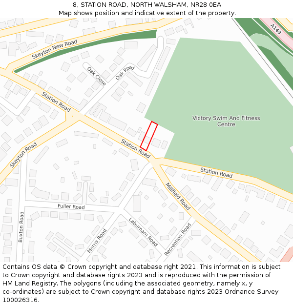 8, STATION ROAD, NORTH WALSHAM, NR28 0EA: Location map and indicative extent of plot