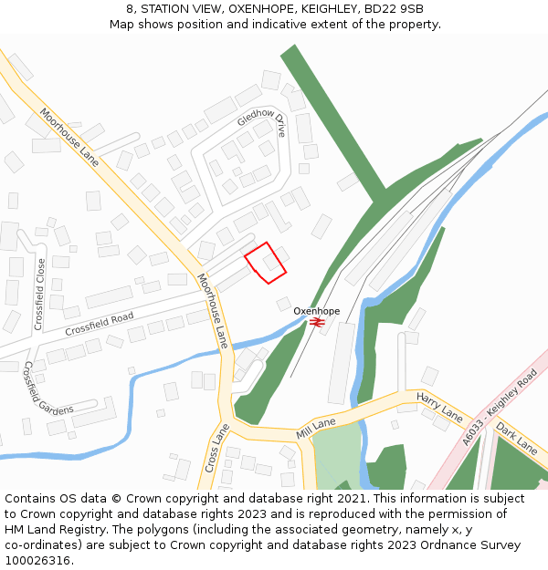 8, STATION VIEW, OXENHOPE, KEIGHLEY, BD22 9SB: Location map and indicative extent of plot