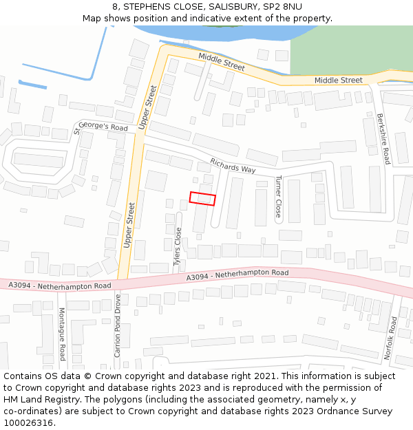 8, STEPHENS CLOSE, SALISBURY, SP2 8NU: Location map and indicative extent of plot