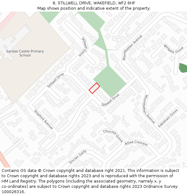 8, STILLWELL DRIVE, WAKEFIELD, WF2 6HF: Location map and indicative extent of plot