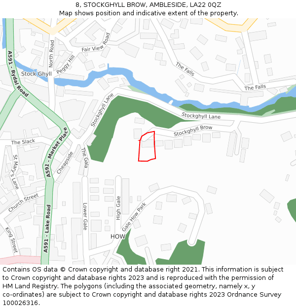 8, STOCKGHYLL BROW, AMBLESIDE, LA22 0QZ: Location map and indicative extent of plot