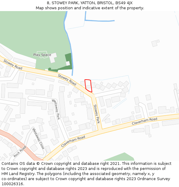 8, STOWEY PARK, YATTON, BRISTOL, BS49 4JX: Location map and indicative extent of plot