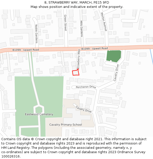 8, STRAWBERRY WAY, MARCH, PE15 9FD: Location map and indicative extent of plot