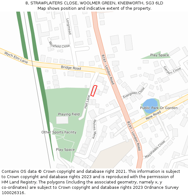 8, STRAWPLAITERS CLOSE, WOOLMER GREEN, KNEBWORTH, SG3 6LD: Location map and indicative extent of plot