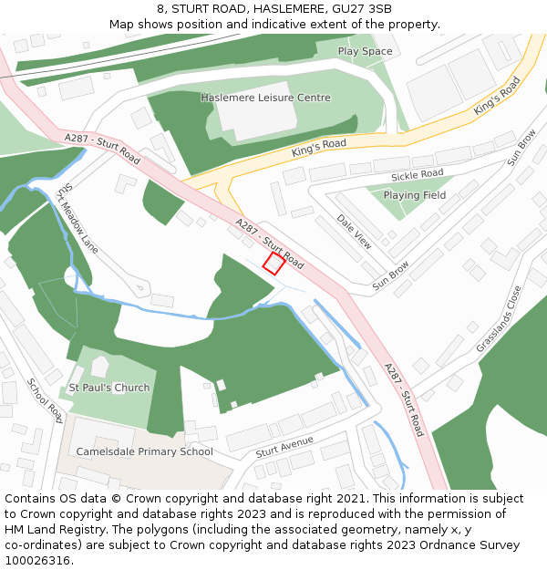 8, STURT ROAD, HASLEMERE, GU27 3SB: Location map and indicative extent of plot