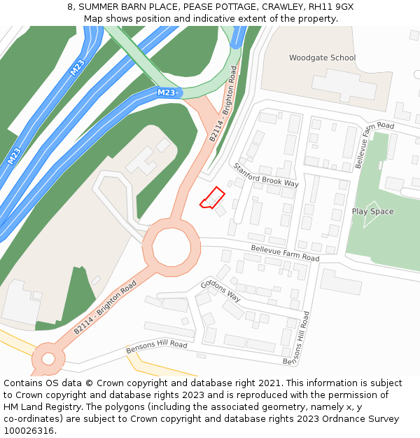 8, SUMMER BARN PLACE, PEASE POTTAGE, CRAWLEY, RH11 9GX: Location map and indicative extent of plot