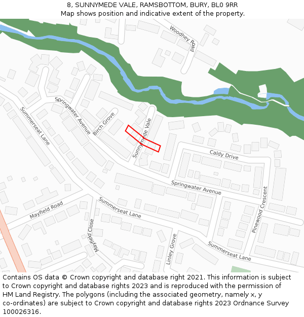 8, SUNNYMEDE VALE, RAMSBOTTOM, BURY, BL0 9RR: Location map and indicative extent of plot