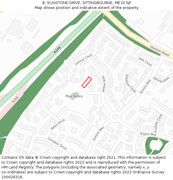 8, SUNSTONE DRIVE, SITTINGBOURNE, ME10 5JF: Location map and indicative extent of plot