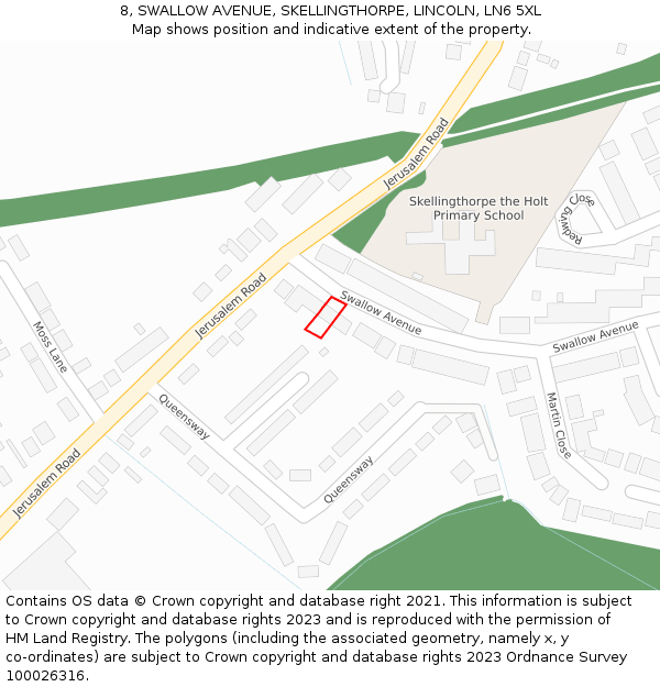 8, SWALLOW AVENUE, SKELLINGTHORPE, LINCOLN, LN6 5XL: Location map and indicative extent of plot